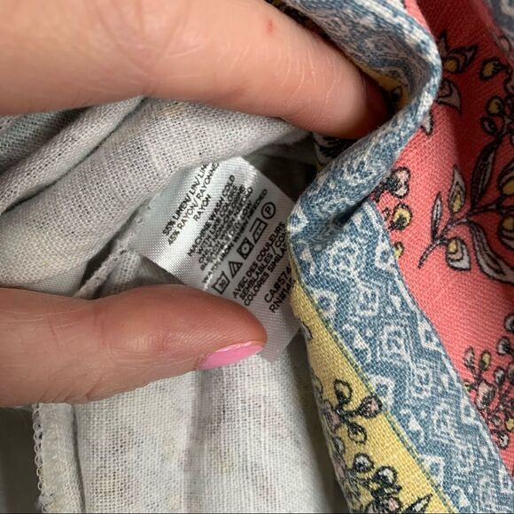 LOFT Border Floral Linen Blend Pull On Skirt - Picture 6 of 9